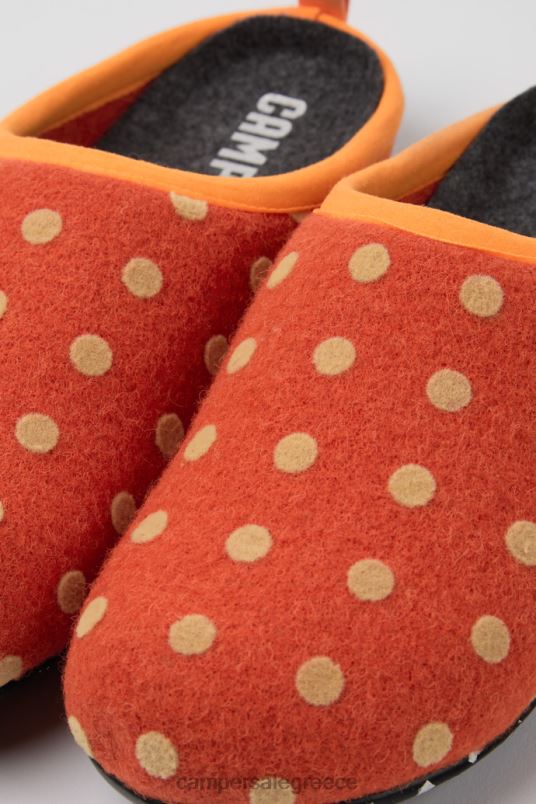 γυναικείες παντόφλες με σχέδιο wabi πορτοκαλί και καφέ μαλλί Camper V20TF1183 πορτοκάλι