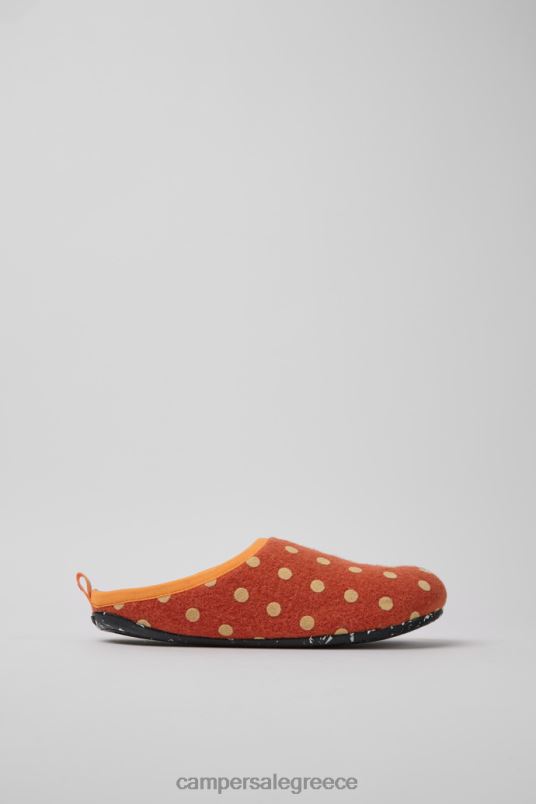 γυναικείες παντόφλες με σχέδιο wabi πορτοκαλί και καφέ μαλλί Camper V20TF1183 πορτοκάλι
