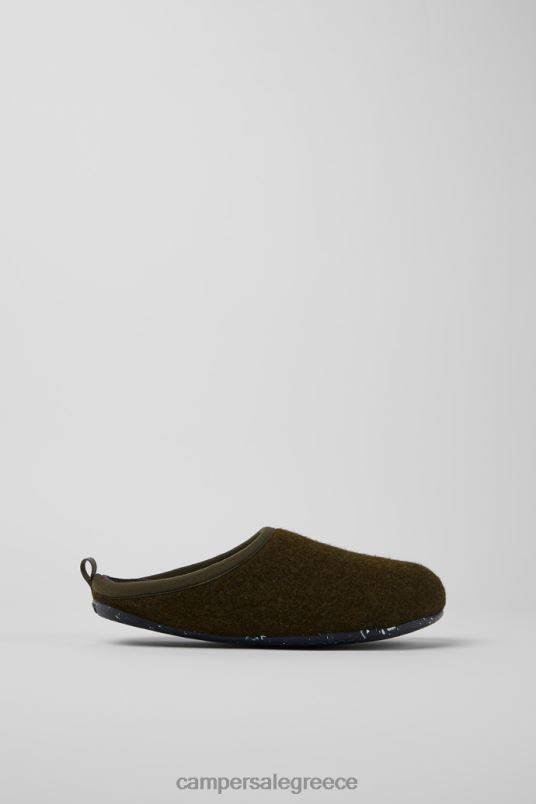 Γυναικείες μάλλινες πράσινες παντόφλες σχεδίου wabi Camper V20TF256 πράσινος