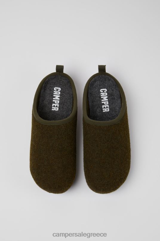 Γυναικείες μάλλινες πράσινες παντόφλες σχεδίου wabi Camper V20TF256 πράσινος