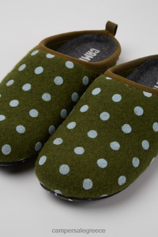 αποκλειστικές γυναικείες μάλλινες παντόφλες wabi πράσινο και μπλε Camper V20TF260 πράσινος