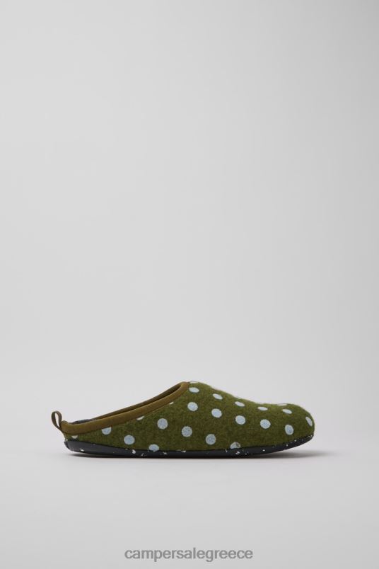 αποκλειστικές γυναικείες μάλλινες παντόφλες wabi πράσινο και μπλε Camper V20TF260 πράσινος
