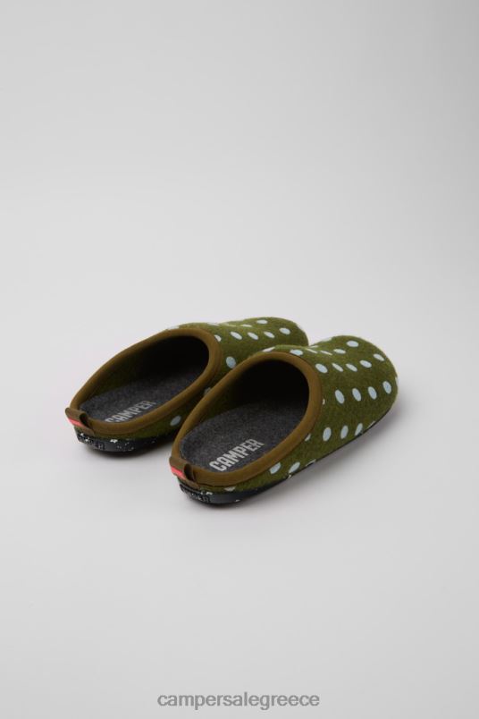 αποκλειστικές γυναικείες μάλλινες παντόφλες wabi πράσινο και μπλε Camper V20TF260 πράσινος