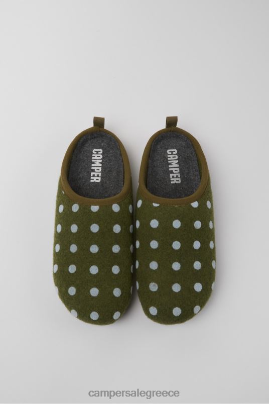 αποκλειστικές γυναικείες μάλλινες παντόφλες wabi πράσινο και μπλε Camper V20TF260 πράσινος