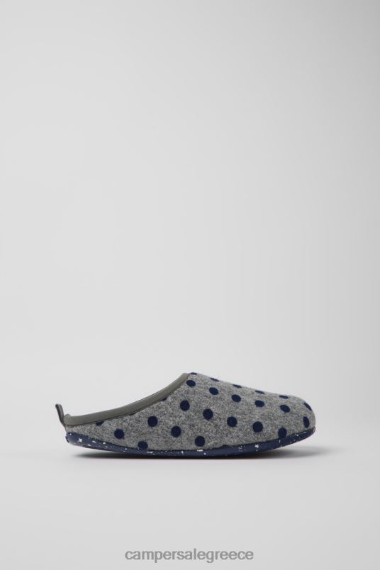 Γυναικείες μάλλινες παντόφλες με σχέδιο wabi γκρι και μπλε Camper V20TF261 γκρί