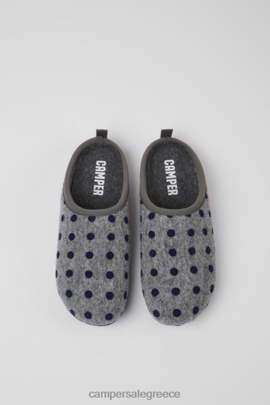 Γυναικείες μάλλινες παντόφλες με σχέδιο wabi γκρι και μπλε Camper V20TF261 γκρί