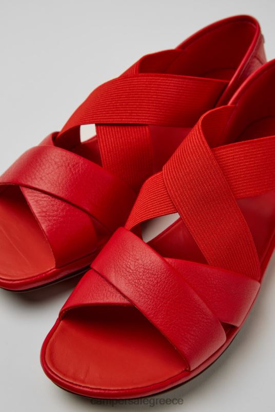 Σχέδιο σωστά κόκκινα δερμάτινα σανδάλια για γυναίκες Camper V20TF199 το κόκκινο