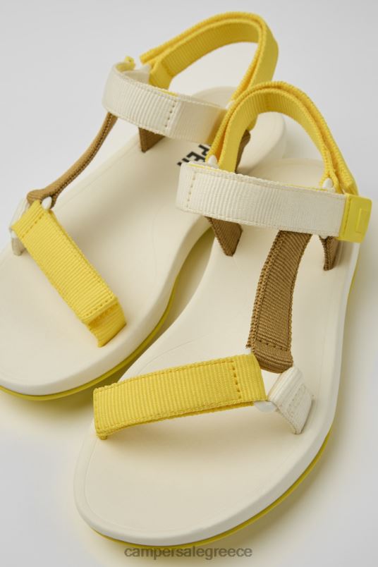 αποκλειστικά ταιριάζουν κίτρινα λευκά και καφέ σανδάλια για γυναίκες Camper V20TF214 κίτρινος
