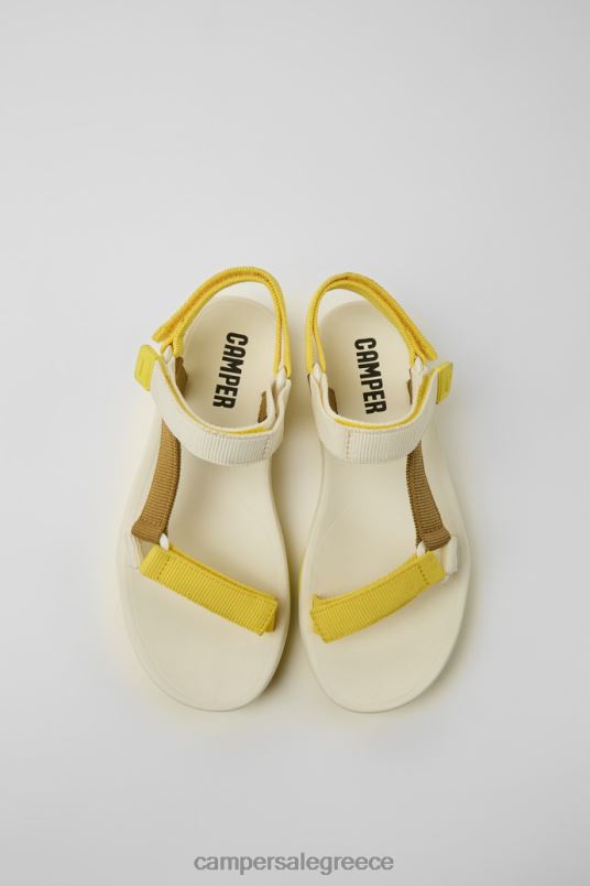 αποκλειστικά ταιριάζουν κίτρινα λευκά και καφέ σανδάλια για γυναίκες Camper V20TF214 κίτρινος