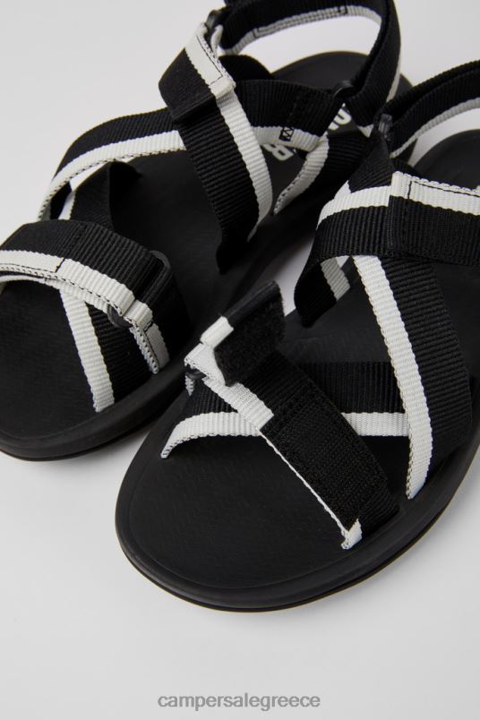 σχεδιαστικά ταιριάζουν ασπρόμαυρα ανακυκλωμένα σανδάλια κατοικίδιων ζώων για γυναίκες Camper V20TF215 μαύρος