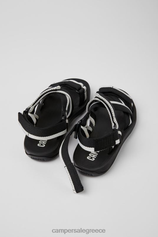 σχεδιαστικά ταιριάζουν ασπρόμαυρα ανακυκλωμένα σανδάλια κατοικίδιων ζώων για γυναίκες Camper V20TF215 μαύρος