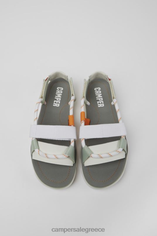 Σχέδιο oruga λευκό πράσινο και πορτοκαλί σανδάλια για γυναίκες Camper V20TF193 άσπρο