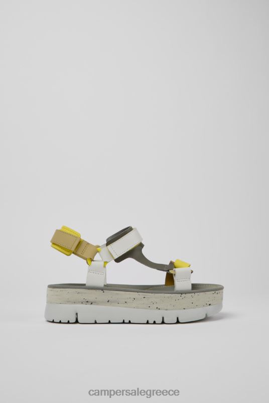 oruga up λευκό γκρι και κίτρινο δερμάτινα σανδάλια για γυναίκες νέες αφίξεις Camper V20TF236 άσπρο
