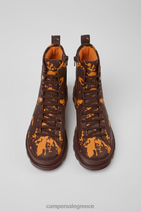 brutus μπορντό και πορτοκαλί δερμάτινα μποτάκια για άνδρες νέες αφίξεις Camper V20TF1427 Βουργουνδία