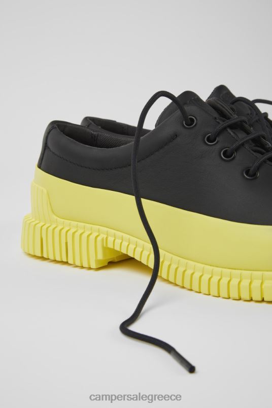 pix μαύρα και κίτρινα δερμάτινα παπούτσια με κορδόνια αποκλειστικά για άνδρες Camper V20TF1440 μαύρος