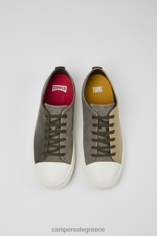 δίδυμα καφέ-γκρι και πράσινα δερμάτινα παπούτσια για άνδρες νέες αφίξεις Camper V20TF1281 πράσινος