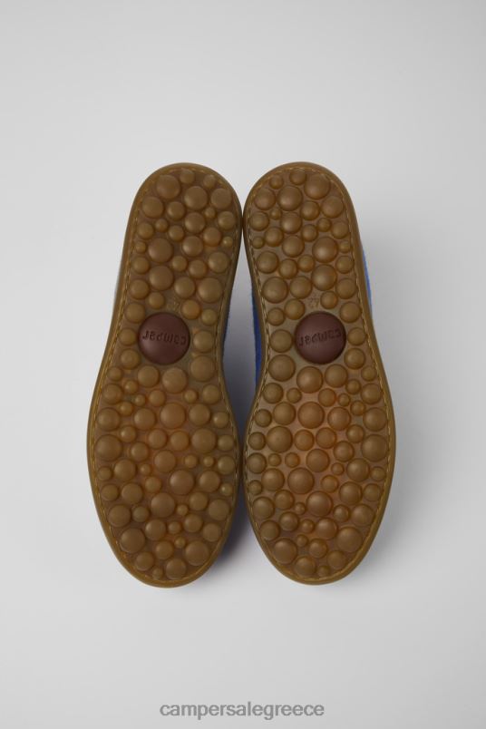 pelotas μπλε μαλλί βισκόζη και δερμάτινα παπούτσια για άνδρες νέες αφίξεις Camper V20TF286 μπλε