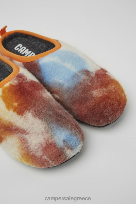 αποκλειστικές ανδρικές παντόφλες από ανακυκλωμένο μάλλινο πορτοκαλί και μπλε wabi Camper V20TF1859 πορτοκάλι