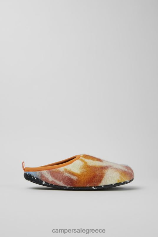 αποκλειστικές ανδρικές παντόφλες από ανακυκλωμένο μάλλινο πορτοκαλί και μπλε wabi Camper V20TF1859 πορτοκάλι