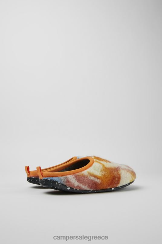 αποκλειστικές ανδρικές παντόφλες από ανακυκλωμένο μάλλινο πορτοκαλί και μπλε wabi Camper V20TF1859 πορτοκάλι