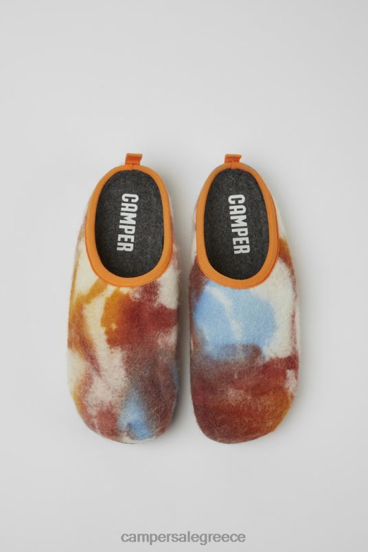 αποκλειστικές ανδρικές παντόφλες από ανακυκλωμένο μάλλινο πορτοκαλί και μπλε wabi Camper V20TF1859 πορτοκάλι