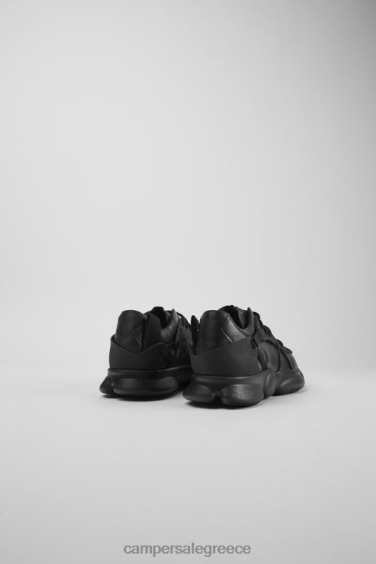 Σχεδιαστικά ανδρικά αθλητικά παπούτσια από μαύρο καρστικό δέρμα και ύφασμα Camper V20TF1491 μαύρος