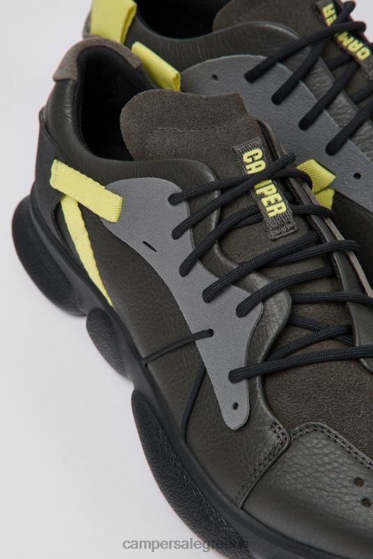 δίδυμα σκούρα γκρι και κίτρινα δερμάτινα πάνινα παπούτσια για άνδρες νέες αφίξεις Camper V20TF1573 γκρί