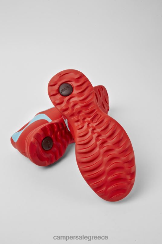 δίδυμα, κόκκινα και τιρκουάζ δερμάτινα αθλητικά παπούτσια αποκλειστικά με κορδόνια Camper V20TF1689 το κόκκινο