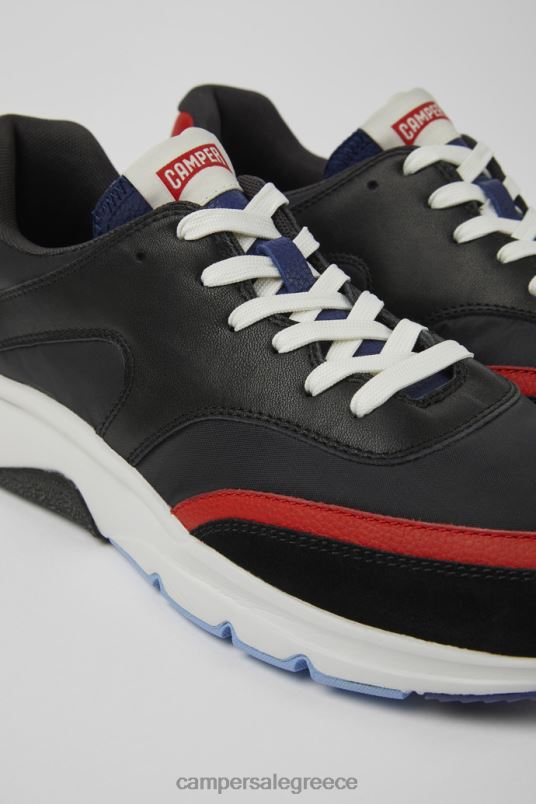 design drift μαύρα και κόκκινα υφασμάτινα και δερμάτινα αθλητικά παπούτσια για άνδρες Camper V20TF1596 μαύρος