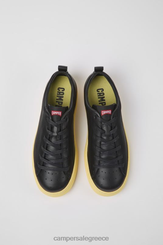 design runner μαύρα και κίτρινα δερμάτινα αθλητικά παπούτσια για άνδρες Camper V20TF1515 μαύρος