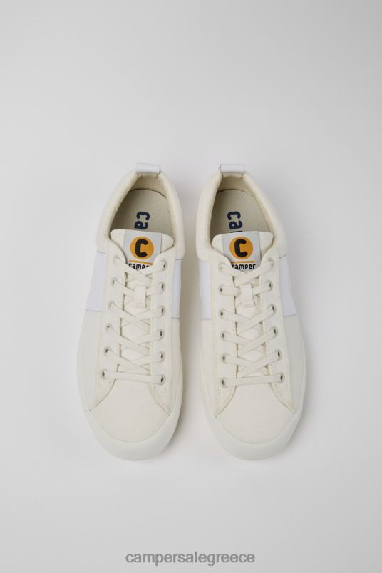 Αποκλειστικά ανδρικά πάνινα παπούτσια από λευκό δέρμα και ανακυκλωμένο βαμβάκι imar Camper V20TF325 άσπρο