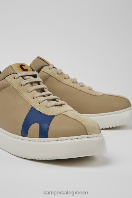 Αποκλειστικά ανδρικά αθλητικά παπούτσια runner k21 μπεζ και μπλε από δέρμα και nubuck Camper V20TF351 μπεζ