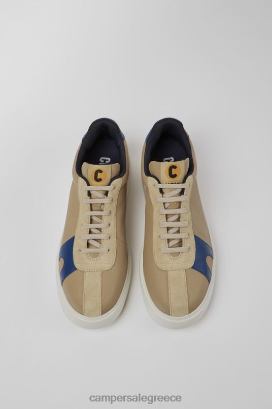 Αποκλειστικά ανδρικά αθλητικά παπούτσια runner k21 μπεζ και μπλε από δέρμα και nubuck Camper V20TF351 μπεζ