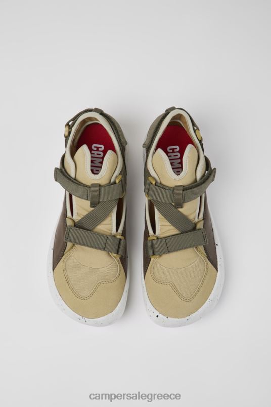 ανδρικά sneakers ημι-ανοιχτών δερμάτινων και υφασμάτινων ντιζάιν peu stadium λευκά Camper V20TF1498 άσπρο