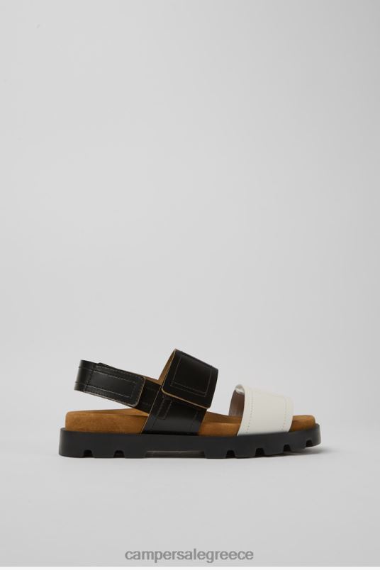 Brutus Sandal Black And White Leather Sandals For Women New Arrivals Camper V20TF8 Black