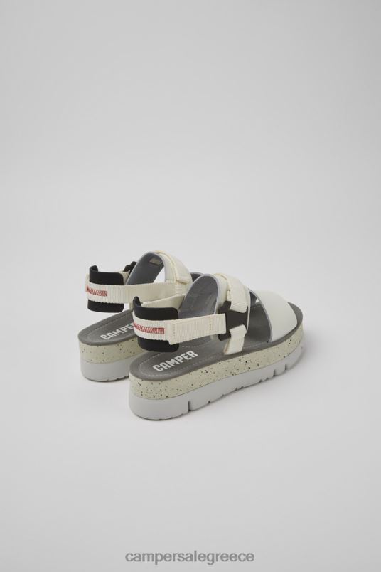 Oruga Up White And Black Leather Sandals For Women Exclusive Camper V20TF15 White