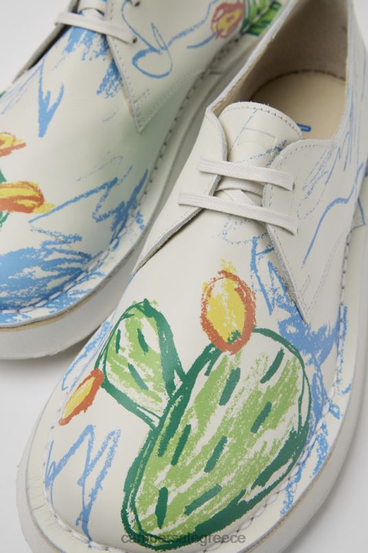 Twins White Printed Leather Shoes For Women Exclusive Camper V20TF30 White