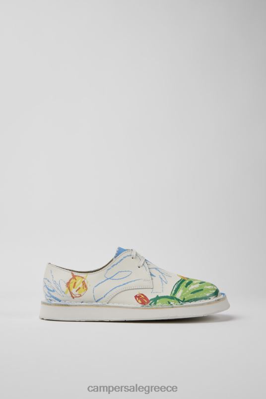 Twins White Printed Leather Shoes For Women Exclusive Camper V20TF30 White