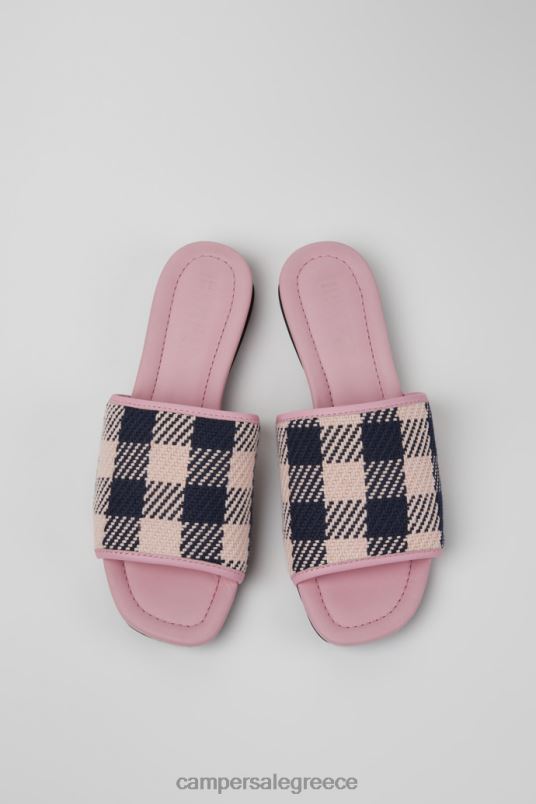 Casi Myra Pink And Black Recycled Cotton Sandals For Women New Arrivals Camper V20TF44 Pink