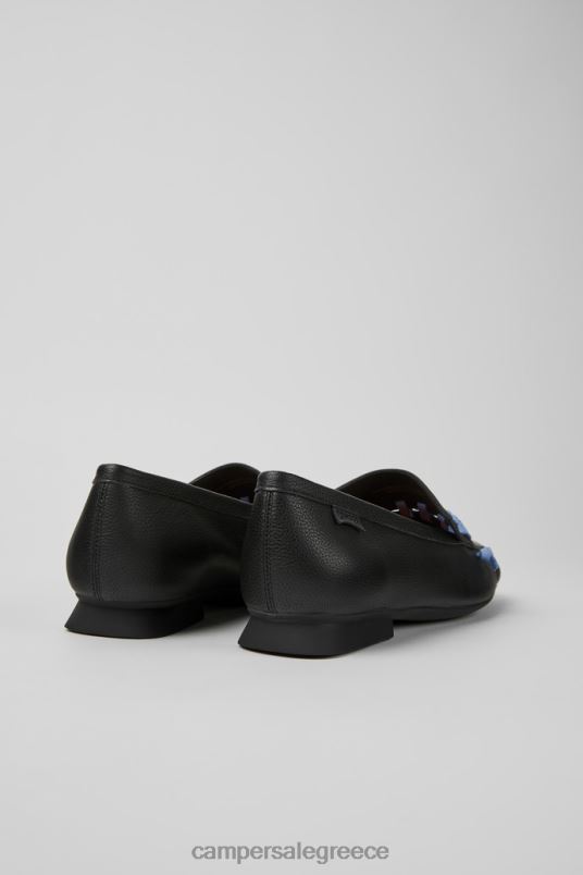 Design Casi Myra Black And Blue Leather Loafers For Women Camper V20TF50 Black