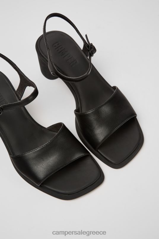 Design Meda Black Leather Sandals For Women Camper V20TF83 Black