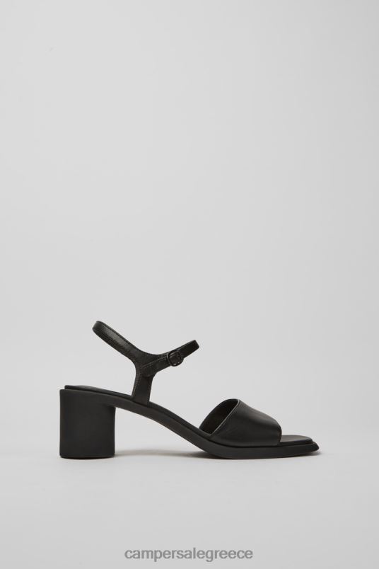 Design Meda Black Leather Sandals For Women Camper V20TF83 Black