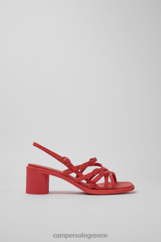 Design Meda Red Leather Sandals For Women Camper V20TF79 Red