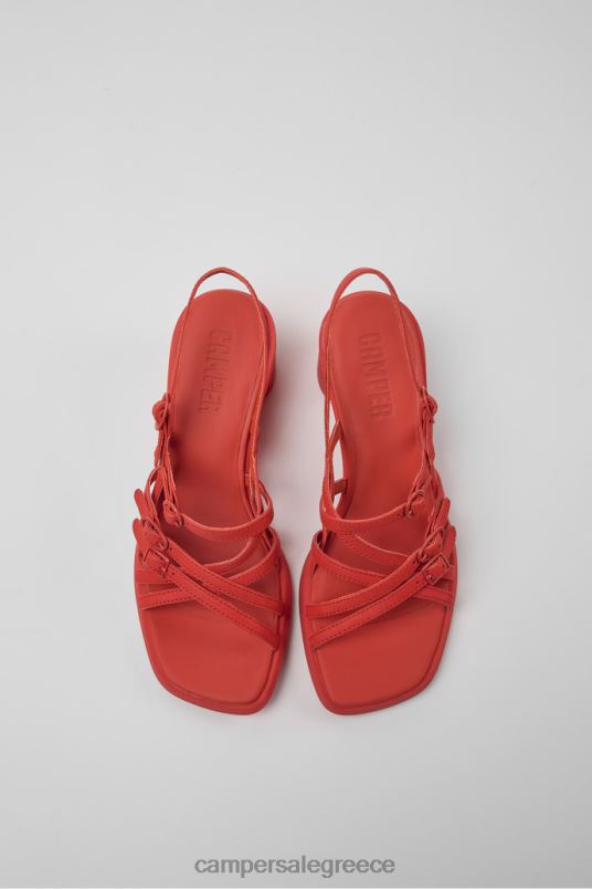 Design Meda Red Leather Sandals For Women Camper V20TF79 Red