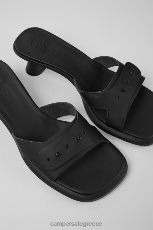 Dina Black Leather Sandals For Women Exclusive Camper V20TF58 Black