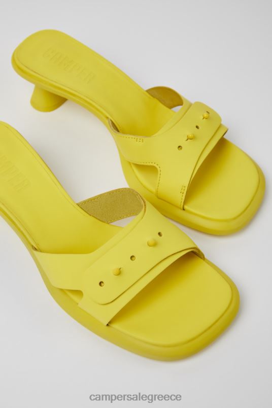 Dina Yellow Leather Sandals For Women New Arrivals Camper V20TF59 Yellow