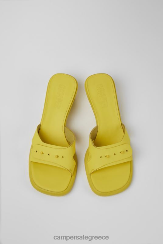 Dina Yellow Leather Sandals For Women New Arrivals Camper V20TF59 Yellow
