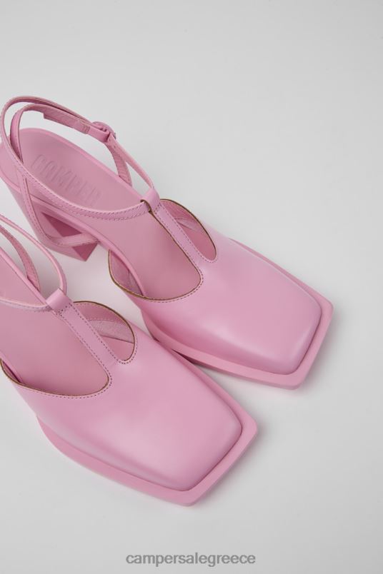 ExclusiveKarole Pink Leather T-Bar Shoes For Women Camper V20TF76 Pink