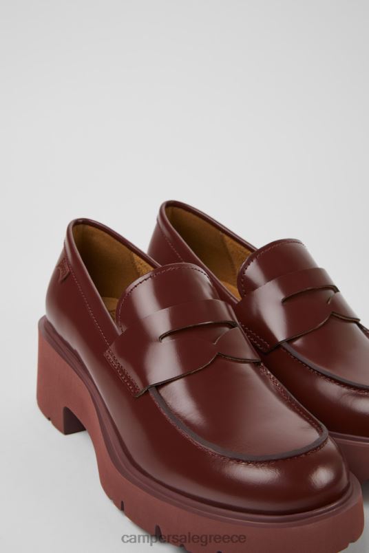 ExclusiveMilah Burgundy Leather Loafers For Women Camper V20TF90 Burgundy