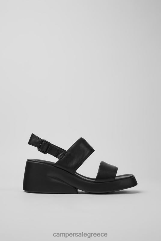 Kaah Black Leather Sandals For WomenNew Arrivals Camper V20TF68 Black